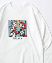 Disney/ディズニー ミッキー ミニー ドナルド デイジー グーフィー ワンポイン刺繍 フロント バックプリントロンT 長袖 レディース メンズ