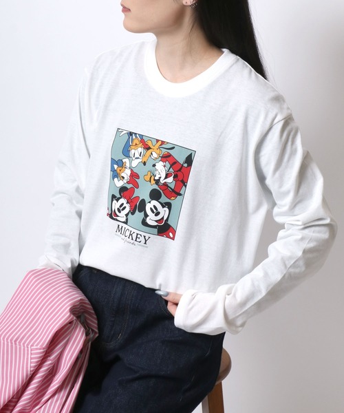 Disney(ディズニー)の「Disney/ディズニー ミッキー ミニー ドナルド デイジー グーフィー ワンポイン刺繍 フロント バックプリントロンT 長袖 レディース メンズ(Tシャツ/カットソー・レディース・ブラック/サックスブルー/ライトグリーン/アイボリー・M/L/LL)」の18枚目の写真