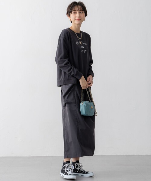 値下げ23区今季新品【撥水加工/洗える】ブライトタフタ ドロストスカート　未使用 セール】【撥水加工/洗える】ブライトタフタ ドロスト スカート