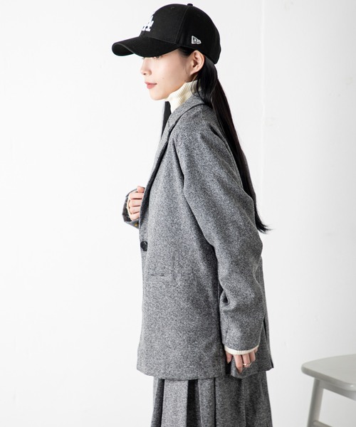 MILLION CARATS（ミリオンカラッツ）の「上品な雰囲気と程よいリラックス感が、大人の余裕を演出する配色ステッチツイードジャケット（その他アウター・レディース・ブラック/グレー/チャコールグレー・FREE）」の9枚目の写真