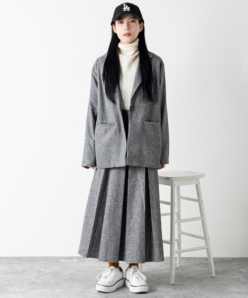 MILLION CARATS（ミリオンカラッツ）の「上品な雰囲気と程よいリラックス感が、大人の余裕を演出する配色ステッチツイードジャケット（その他アウター・レディース・ブラック/グレー/チャコールグレー・FREE）」の11枚目の写真