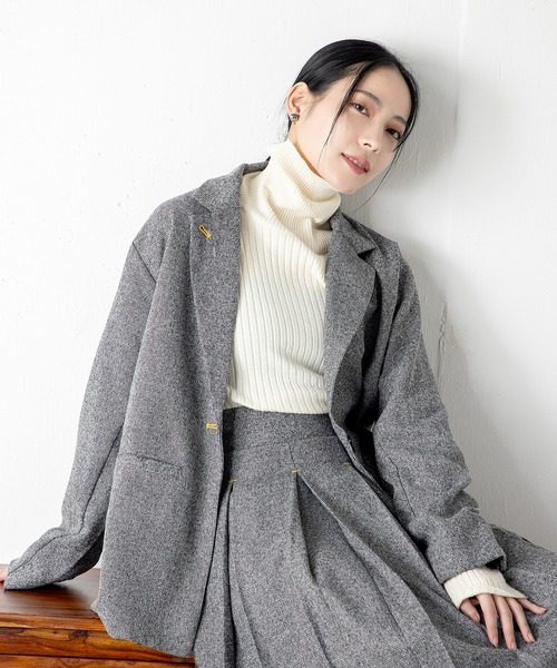 MILLION CARATS（ミリオンカラッツ）の「上品な雰囲気と程よいリラックス感が、大人の余裕を演出する配色ステッチツイードジャケット（その他アウター・レディース・ブラック/グレー/チャコールグレー・FREE）」の19枚目の写真