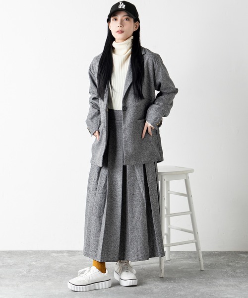 MILLION CARATS（ミリオンカラッツ）の「上品な雰囲気と程よいリラックス感が、大人の余裕を演出する配色ステッチツイードジャケット（その他アウター・レディース・ブラック/グレー/チャコールグレー・FREE）」の22枚目の写真