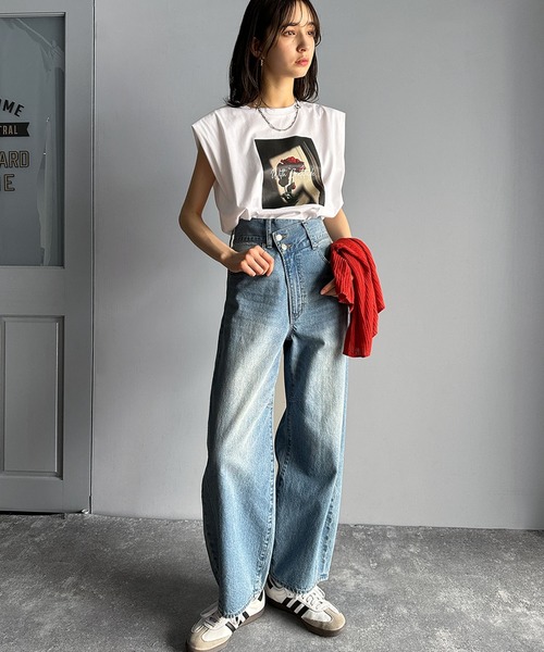 classicalelf（クラシカルエルフ）の「シンプルなのに着映える！お花フォトプリントシルケット加工フレンチスリーブTシャツ（Tシャツ/カットソー・レディース・モーブ系/チャコール/ホワイト・LARGE/MEDIUM/SMALL/X-LARGE）」の10枚目の写真