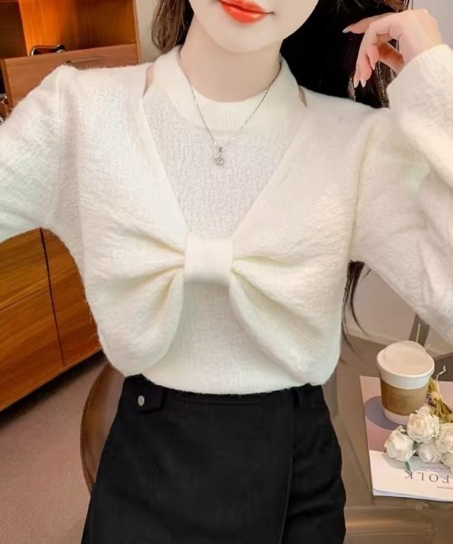 LETee(レティー)の「ラメ入りノースリーブ&トップ ツインニットプルオーバー(ニット/セーター・レディース・ブラック/ホワイト/レッド/ベージュ・FREE)」の5枚目の写真
