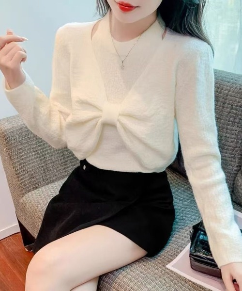 LETee(レティー)の「ラメ入りノースリーブ&トップ ツインニットプルオーバー(ニット/セーター・レディース・ブラック/ホワイト/レッド/ベージュ・FREE)」の6枚目の写真