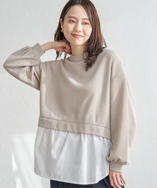 ikka(イッカ)の「ポンチ切り替えレイヤードプルオーバー(Tシャツ/カットソー・レディース・ベージュ/ネイビー/ミント・M/L/S)」の4枚目の写真