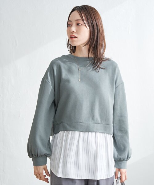 ikka(イッカ)の「ポンチ切り替えレイヤードプルオーバー(Tシャツ/カットソー・レディース・ベージュ/ネイビー/ミント・M/L/S)」の8枚目の写真