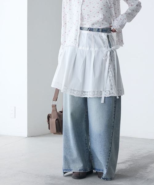 forksy.】裾レース プリーツ ラップスカート forksy.│MONO-MART