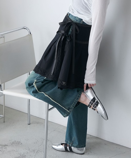 美品】ザ リラクス ビッグプリーツスカート ラップ グレー