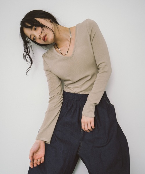 カップインVネックロンTEE（Tシャツ/カットソー）｜HANNE（アン）の