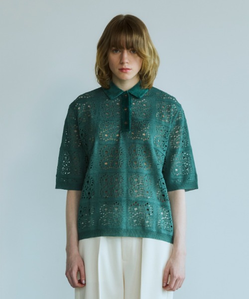 ポロシャツ ポロ New Classic レースポロニット レディース OPULENCE ポロシャツ ポロ New Classic レースポロニット