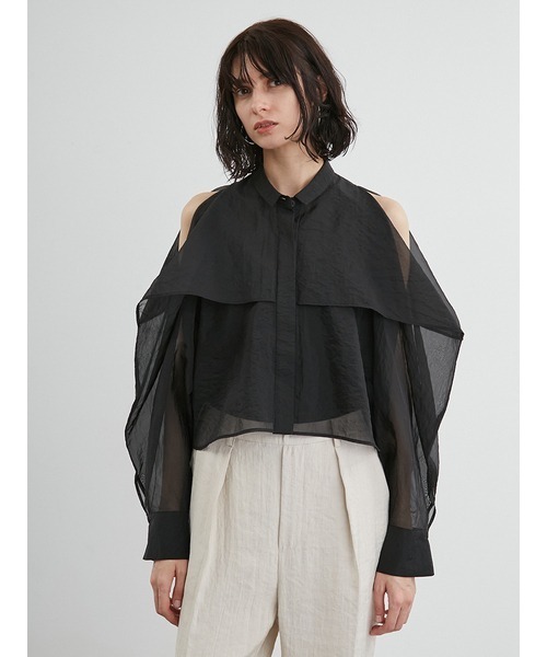 styling/（スタイリング）の「オーガンザショートシャツ（シャツ/ブラウス・レディース・ブラック/ピンク/ホワイト・FREE）」の6枚目の写真