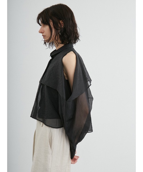 styling/（スタイリング）の「オーガンザショートシャツ（シャツ/ブラウス・レディース・ブラック/ピンク/ホワイト・FREE）」の8枚目の写真