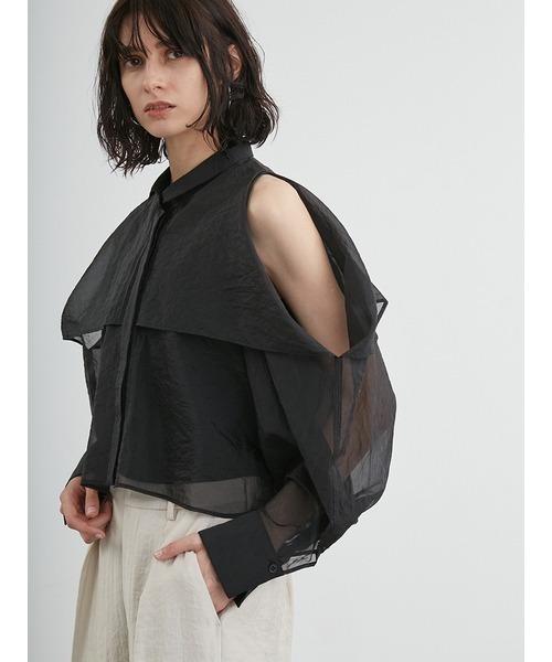 セール】オーガンザショートシャツ（シャツ/ブラウス）｜styling