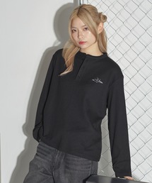 刺繍ロゴサーマルロングスリーブTシャツ
