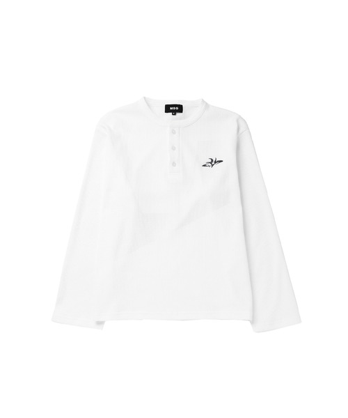 MSG(エムエスジー)の「刺繍ロゴサーマルロングスリーブTシャツ(Tシャツ/カットソー・メンズ・グレー/ブラック/ブラック系/ホワイト・S/M/L/XL)」の5枚目の写真