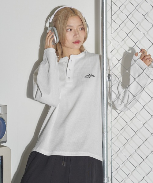 MSG(エムエスジー)の「刺繍ロゴサーマルロングスリーブTシャツ(Tシャツ/カットソー・メンズ・グレー/ブラック/ブラック系/ホワイト・S/M/L/XL)」の15枚目の写真