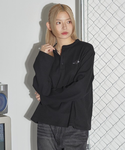 セール】刺繍ロゴサーマルロングスリーブTシャツ（Tシャツ/カットソー