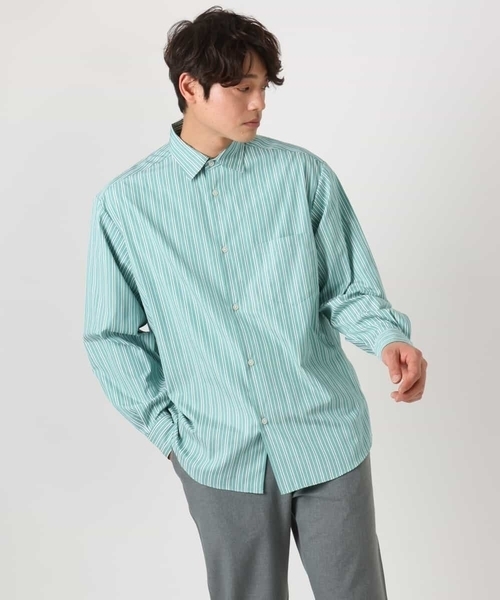 a.v.v(アーヴェヴェ)の「【イージーケア】カラーストライプワイドシルエットシャツ(シャツ/ブラウス・メンズ・ブルー/グリーン・46/48)」の7枚目の写真