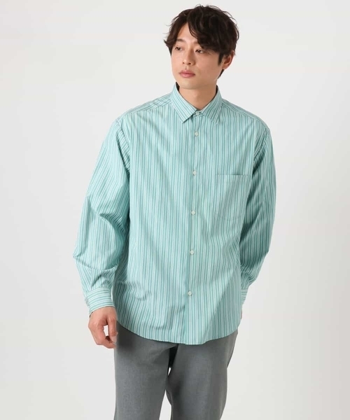 a.v.v(アーヴェヴェ)の「【イージーケア】カラーストライプワイドシルエットシャツ(シャツ/ブラウス・メンズ・ブルー/グリーン・46/48)」の8枚目の写真
