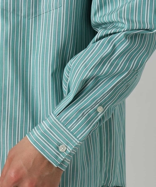 a.v.v(アーヴェヴェ)の「【イージーケア】カラーストライプワイドシルエットシャツ(シャツ/ブラウス・メンズ・ブルー/グリーン・46/48)」の12枚目の写真