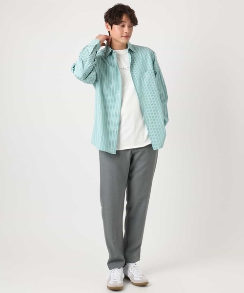 a.v.v(アーヴェヴェ)の「【イージーケア】カラーストライプワイドシルエットシャツ(シャツ/ブラウス・メンズ・ブルー/グリーン・46/48)」の19枚目の写真