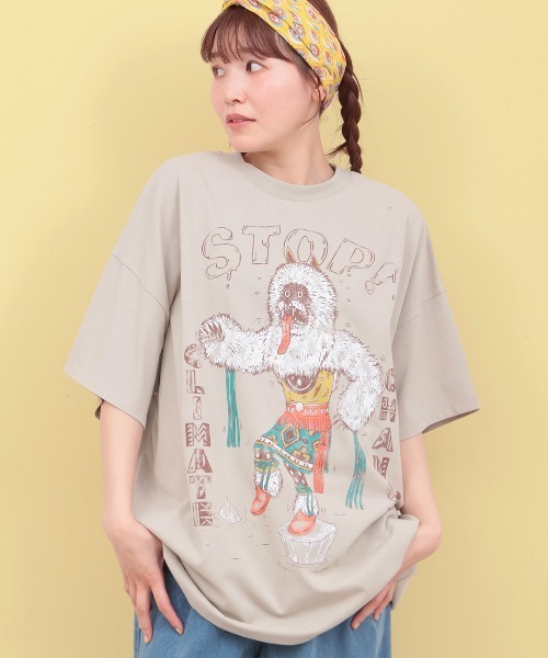チチカカ ネイティブ柄 七分袖カットソー ユッタリTシャツ 楽天市場】カッチーナズプリントロングTシャツ ／ トップス