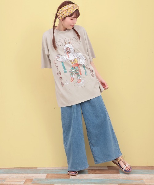 チチカカ（チチカカ）の「カチナベアプリントＴシャツ（Tシャツ/カットソー・レディース・ベージュ/レッド/ブラック・FREE）」の4枚目の写真