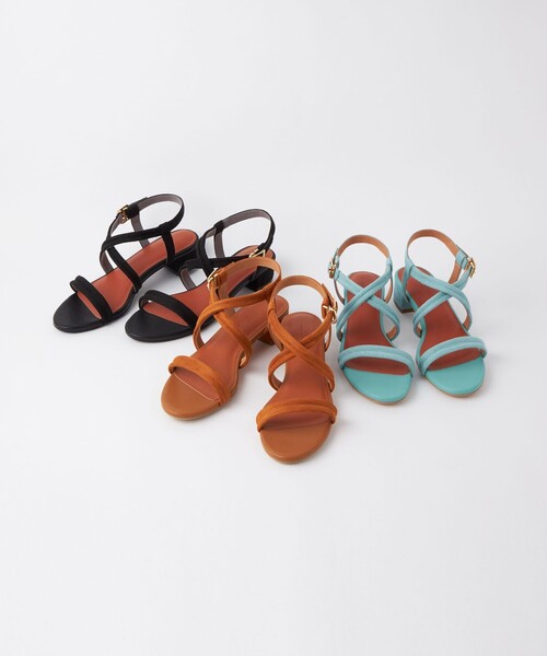 green label relaxing(グリーンレーベルリラクシング)の「パデッドクロス サンダル(3cmヒール)(サンダル・レディース・ブラック/ブラウン/ターコイズブルー・S/M/L/XL)」の5枚目の写真