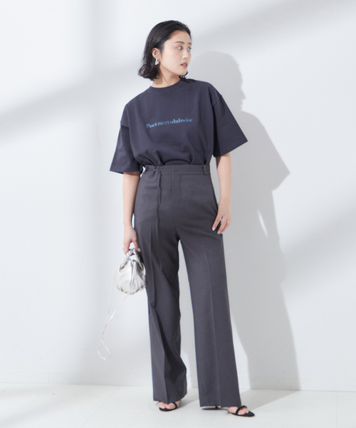 journal standard L'essage(ジャーナルスタンダードレサージュ)の「POETMEETSDUBWISE LOGO Low Oversized:Tシャツ(Tシャツ/カットソー・レディース・ライトグレー/ネイビー・FREE)」の9枚目の写真