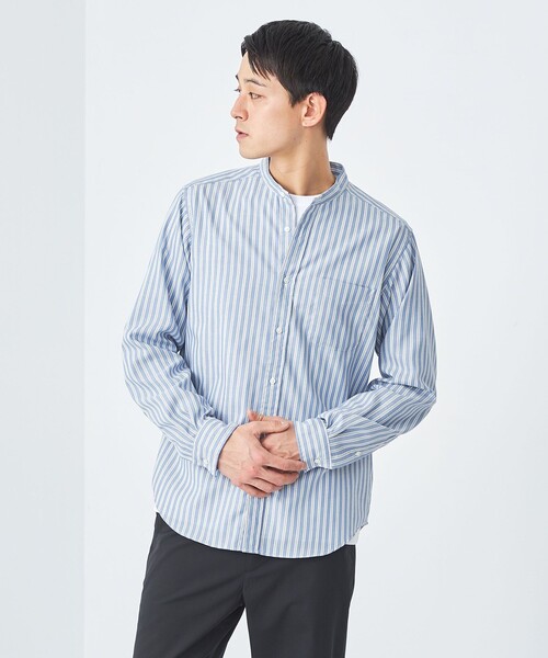 green label relaxing（グリーンレーベルリラクシング）の「オックスフォード バンドカラー シャツ ‐防シワ‐（シャツ/ブラウス・メンズ・ホワイト/ライトグレー/その他1/コバルトブルー/ロイヤルブルー・S/M/L/XL）」の14枚目の写真