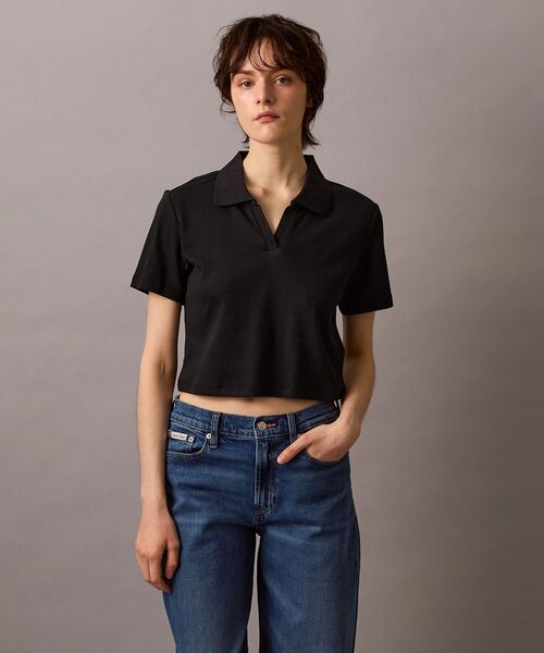 Calvin Klein(カルバン・クライン)の「ロゴリブ ポロシャツ(ポロシャツ・レディース・ブラック/ライトピンク/ホワイト・M/S/XS)」の3枚目の写真