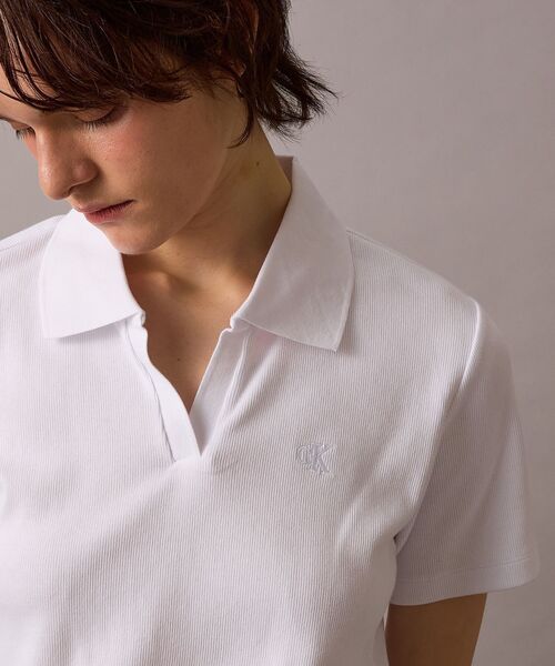 Calvin Klein(カルバン・クライン)の「ロゴリブ ポロシャツ(ポロシャツ・レディース・ブラック/ライトピンク/ホワイト・M/S/XS)」の17枚目の写真
