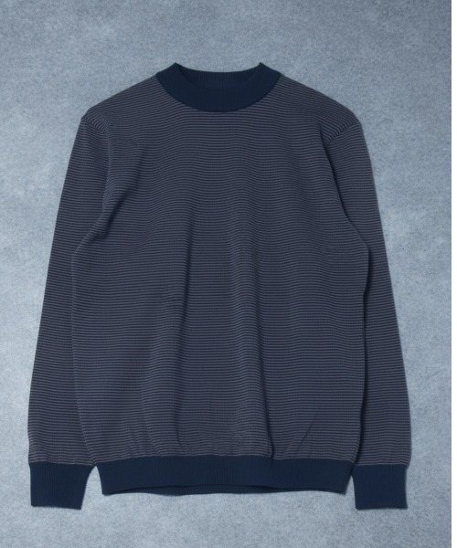 Rinascente(リナシェンテ)の「【Rinascente/リナシェンテ】Long Ship Knit ボーダー モックネック ニット セーター Made in Japan(ニット/セーター・メンズ・テラコッタ/ダークグリーン/ダークブラウン/ネイビー/ブルー/ブラック×グレー・SMALL/MEDIUM/LARGE/X-LARGE)」の5枚目の写真