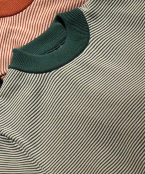 Rinascente(リナシェンテ)の「【Rinascente/リナシェンテ】Long Ship Knit ボーダー モックネック ニット セーター Made in Japan(ニット/セーター・メンズ・テラコッタ/ダークグリーン/ダークブラウン/ネイビー/ブルー/ブラック×グレー・SMALL/MEDIUM/LARGE/X-LARGE)」の1枚目の写真