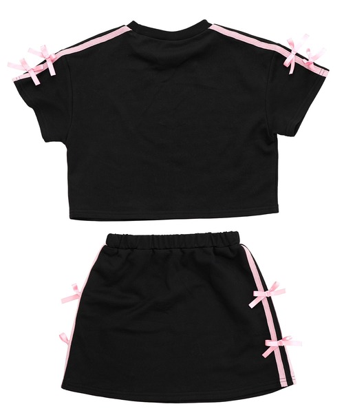 Bee des Bee（ビーデスビー）の「ラインリボン セットアップ（セットアップ・キッズ・アイボリー/ブラック×ピンク/ブラック×ホワイト/ピンク・100cm/110cm/120cm/130cm/140cm/150cm）」の6枚目の写真