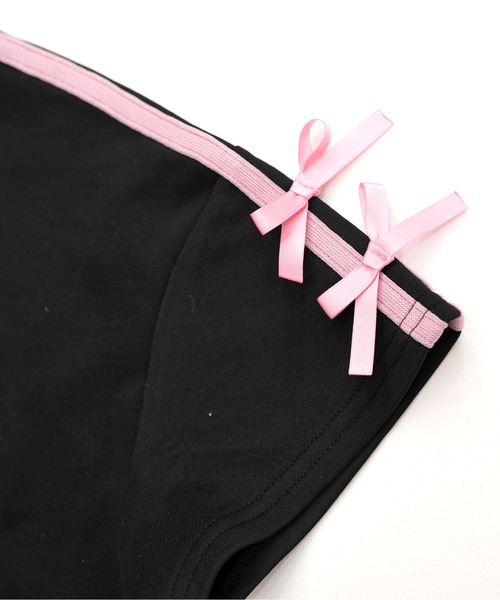 Bee des Bee（ビーデスビー）の「ラインリボン セットアップ（セットアップ・キッズ・アイボリー/ブラック×ピンク/ブラック×ホワイト/ピンク・100cm/110cm/120cm/130cm/140cm/150cm）」の8枚目の写真