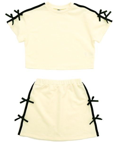 Bee des Bee（ビーデスビー）の「ラインリボン セットアップ（セットアップ・キッズ・アイボリー/ブラック×ピンク/ブラック×ホワイト/ピンク・100cm/110cm/120cm/130cm/140cm/150cm）」の14枚目の写真