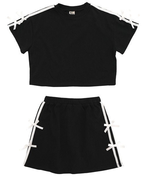 Bee des Bee（ビーデスビー）の「ラインリボン セットアップ（セットアップ・キッズ・アイボリー/ブラック×ピンク/ブラック×ホワイト/ピンク・100cm/110cm/120cm/130cm/140cm/150cm）」の16枚目の写真