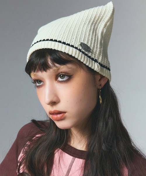 X-girl（エックスガール）の「CAT EAR BEANIE（ニットキャップ/ビーニー・レディース・ホワイト/ブラック・ONE SIZE）」の2枚目の写真