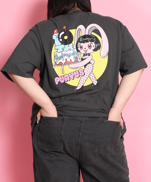 PUNYUS（プニュズ）の「10th rabbitビッグＴシャツ（Tシャツ/カットソー・レディース・ホワイト/スミクロ・3/4）」の11枚目の写真