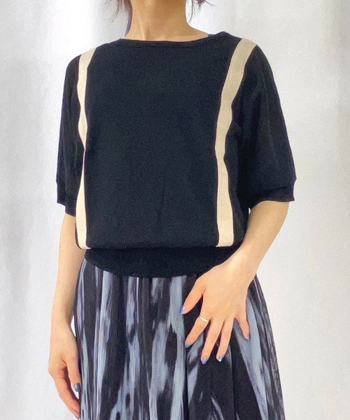 Q（キュー）の「シアードルマンニット（ニット/セーター・レディース・ブラック/ネイビー・MEDIUM）」の14枚目の写真