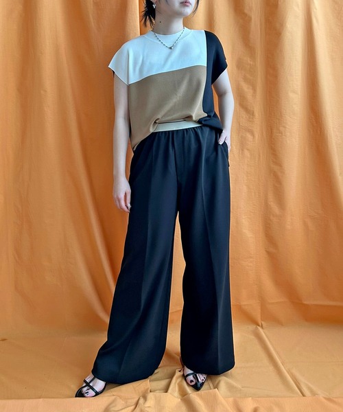 LHELBIE(レルビエ)の「デザインベルトワイドパンツ(スラックス・レディース・ブルー/ブラック/イエロー・M)」の16枚目の写真