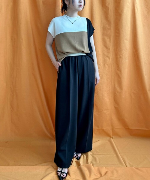 LHELBIE(レルビエ)の「デザインベルトワイドパンツ(スラックス・レディース・ブルー/ブラック/イエロー・M)」の17枚目の写真