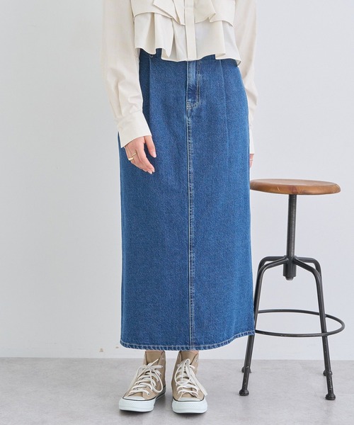 earth music&ecology（アースミュージックアンドエコロジー）の「ナローデニムスカート（デニムスカート・レディース・ブルー系その他/インディゴブルー・M/S）」の3枚目の写真