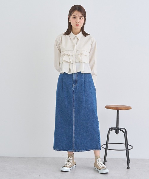 earth music&ecology（アースミュージックアンドエコロジー）の「ナローデニムスカート（デニムスカート・レディース・ブルー系その他/インディゴブルー・M/S）」の4枚目の写真