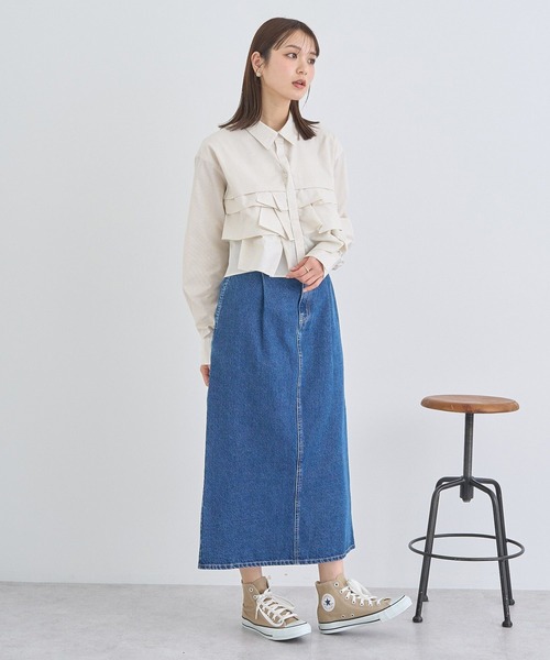 earth music&ecology（アースミュージックアンドエコロジー）の「ナローデニムスカート（デニムスカート・レディース・ブルー系その他/インディゴブルー・M/S）」の5枚目の写真