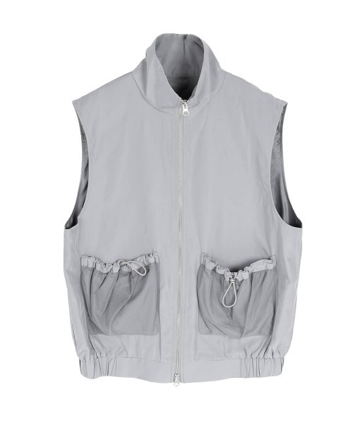 :ETHROF(イーサオブ)の「MESH POCKET DOUBLE ZIP VEST(ベスト・レディース・グレー/アイボリー/ブラック・FREE)」の22枚目の写真