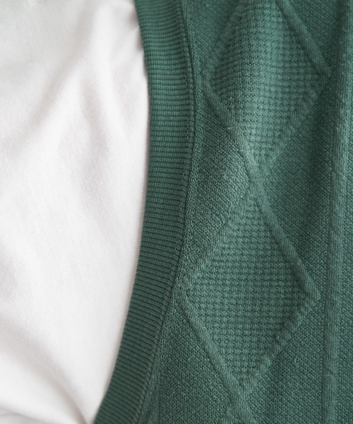 ikka(イッカ)の「フクレジャカードフェイクベストTシャツ(Tシャツ/カットソー・メンズ・エメラルドブルー/ピンク/グリーン/ネイビー/ベージュ・S/M/L/XL)」の10枚目の写真